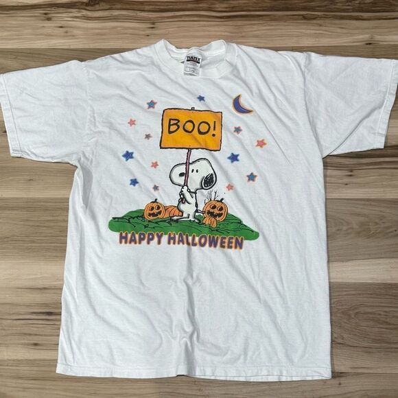 Vintage Tultex Peanuts Snoopy Short Sleeve Halloween Tee Shirt Men’s XL - Picture 1 of 3